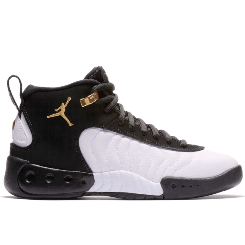Jordan Women’s Black White Gold Mid-Top Basketball Sneakers